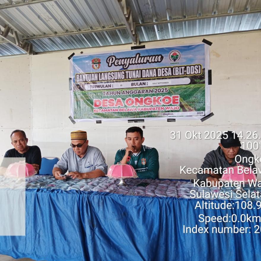 Penyaluran BLT Desa Ongkoe Kecamatan Belawa Triwulan III Juli sampai dengan September Tahun 2025